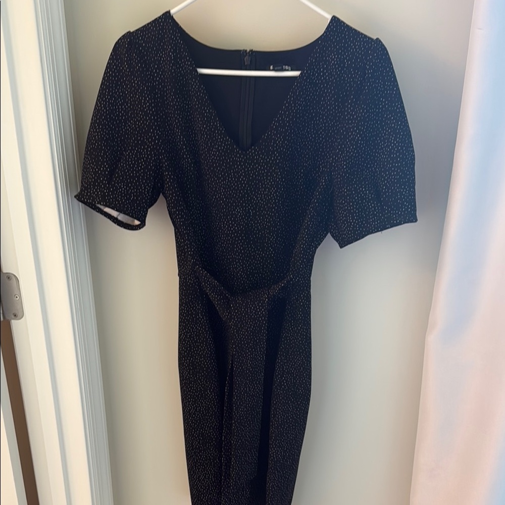 Express Black Midi Dress with Subtle White Dots